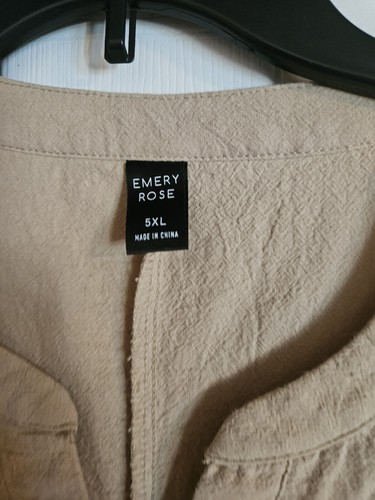 Emery Rose 5XL Kleid Damen hellbraun beige hellbraun Knöpfe V-Ausschnitt Kurzarm - Bild 2 von 3