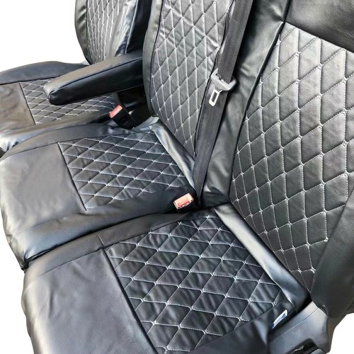 FULLY TAILORED LEATHER QUILTED SEAT COVERS for FORD TRANSIT CUSTOM 2013 on - Picture 5 of 12