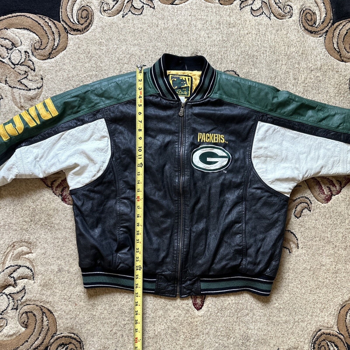 Green Bay Packers Carl Banks Leather Jacket Quarterback Club Men