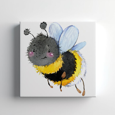Bumblebee Kids Nursery Canvas Print Wall Art, Stylish Home Decor