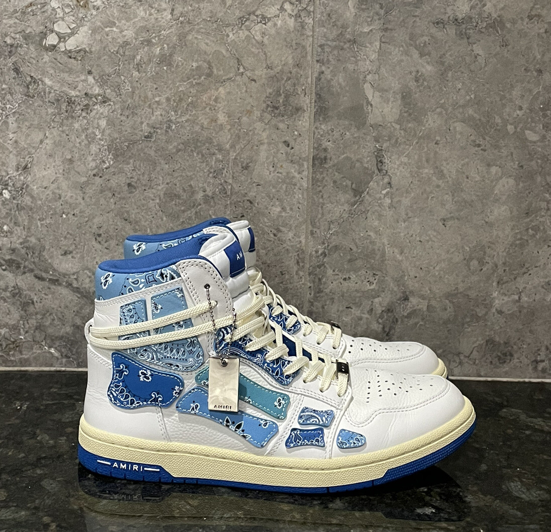 AMIRI Men's Skel-Top Hi Sneakers Bandana Blue / White Size 41 / 8