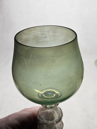 Set Of 4 Antique Venetian Art Glass Goblets With Gold Flake & Iridescence 7" - Picture 13 of 16