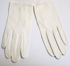 Vintage 1950's Superb Brand Women's Leather Gloves White Medium sz 7