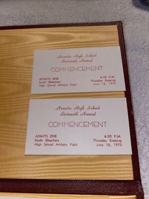 Vintage Arcadia High School Diploma 1970 W/commencement Program