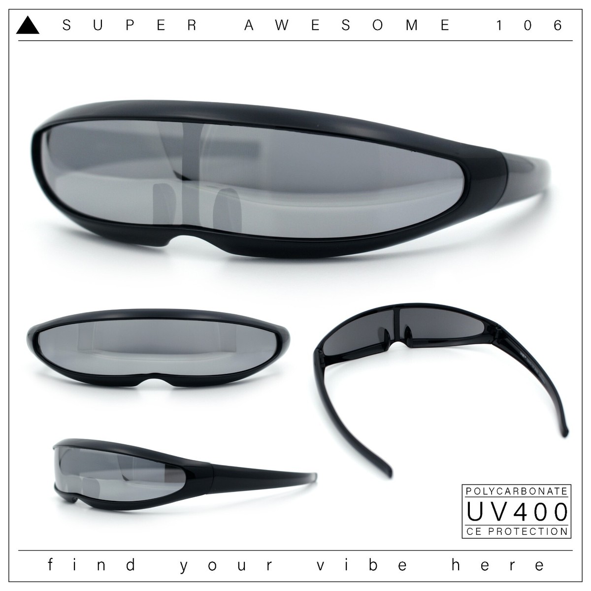 Unisex Futuristic Cyclops monoblock mirror Sunglasses Futuristic Cyclops Shield Sunglasses Mirrored Mono Lens  main image 4