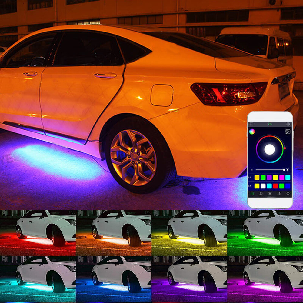 For Trucks Kit Luci LED RGB Sottoscocca Auto - 4 Strisce, Telecomando ...