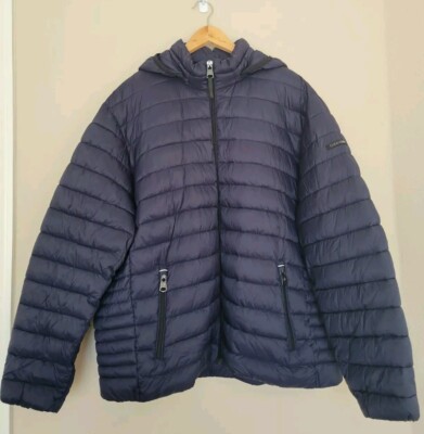 Calvin Klein Mens Navy Nylon Puffer Jacket XXL Packable Water