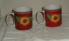 2 The Sakura Table Chanticleer Sunflower Mugs - Sally Eckman. Roberts