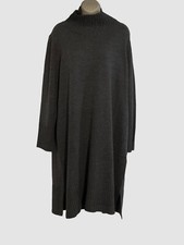 $329 Eileen Fisher Women's Gray Wool Turtle Neck Sweater Dress Size L