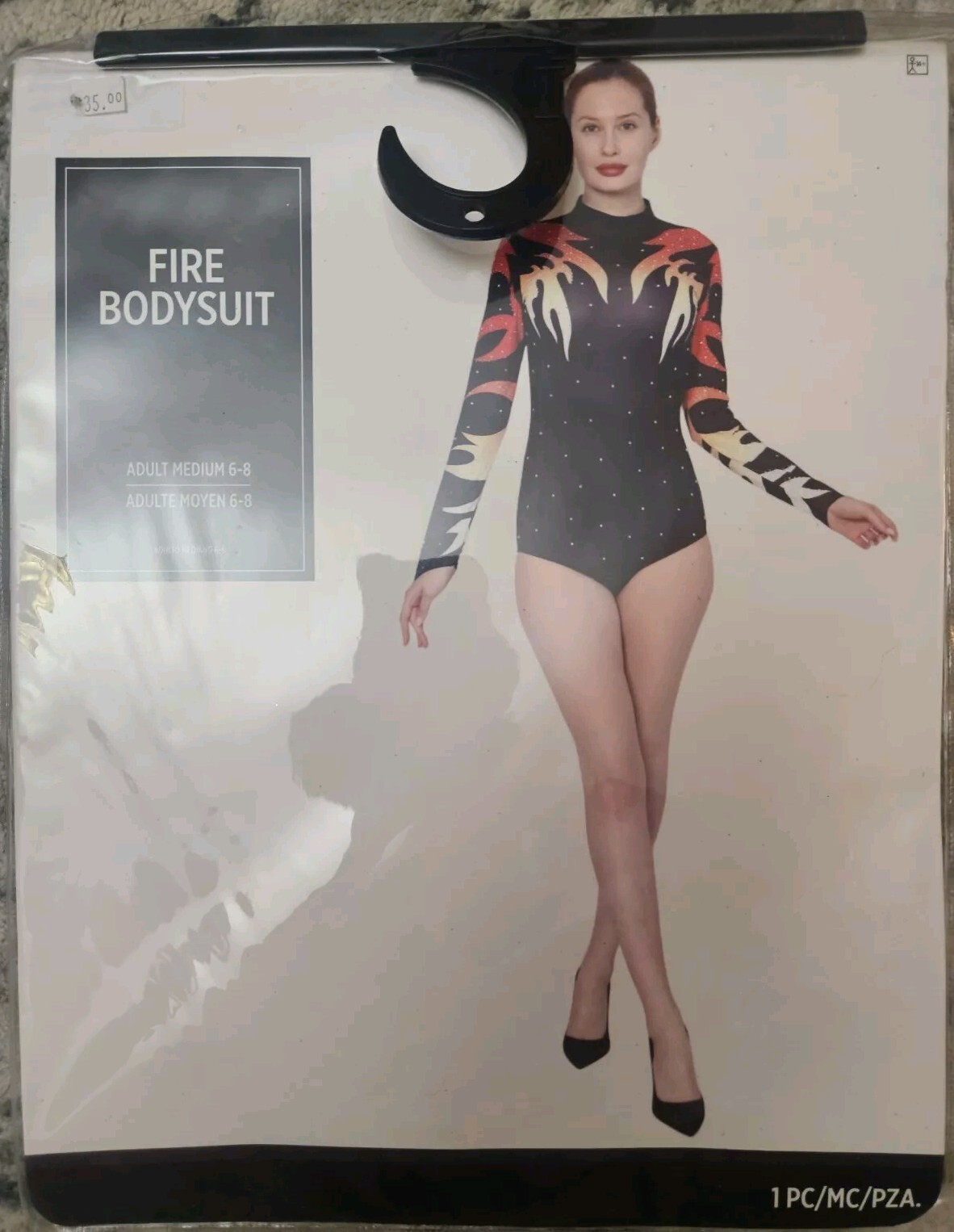 KBW New Fire Bodysuit Costume Size Adult Medium (6-8) Halloween Cosplay Dress Up
