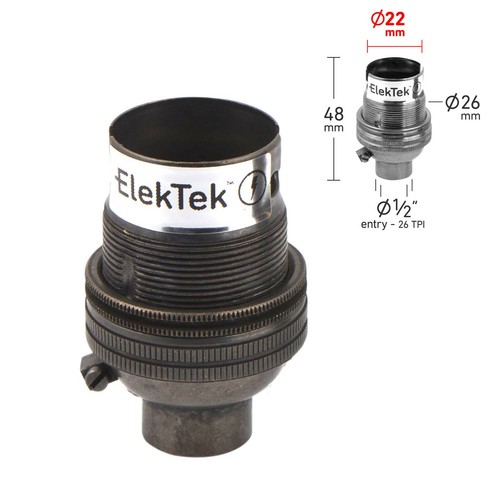 ElekTek B22 Unswitched Bayonet Light Lamp Bulb Holder Socket 10mm or 1/2" inlet - Picture 27 of 27