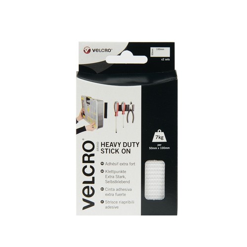 Juego de 2 tiras adhesivas de alta resistencia de la marca VELCRO®-50 mmx100 mm-negro/blanco-paquete único - Imagen 9 de 11