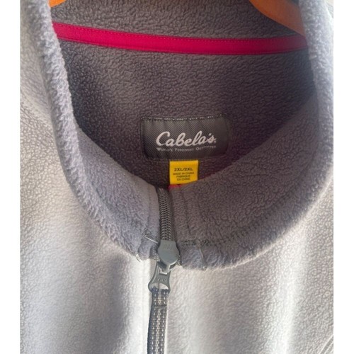 Woman's Cabela's Fleece Vest Full Zip Collar & Cinch Cord Pink Logo Hem 2 XL - Picture 3 of 6
