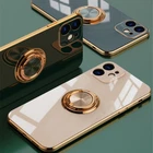 Plating Ring Holder Soft Case Cover For iPhone 17 16 15 14 13 12 Pro Max 11 Xs 8