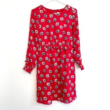 J. CREW Factory Printed Long Sleeve Fitted Dress Red Blue Floral Fit Flare sz 0