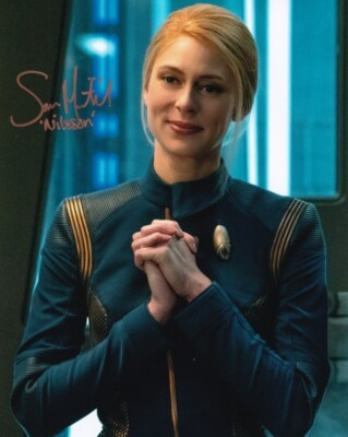 SARA MITICH signed Autogramm 20x25cm STAR TREK in Person autograph COA