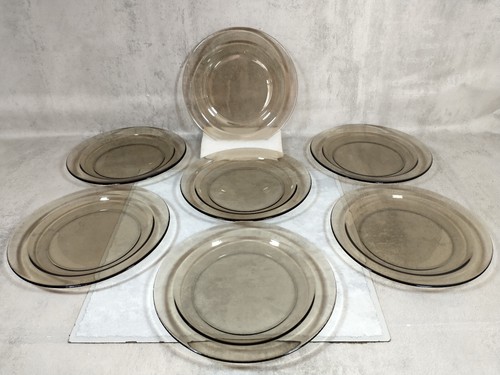 Placas laterales de vidrio ahumado Arcoroc vintage - 7,5" - juego de 7
