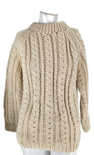 4373 Marshall Fields Sweater Men's Vintage Cream Wool Ribbed Fisherman Italy... - Picture 1 of 7