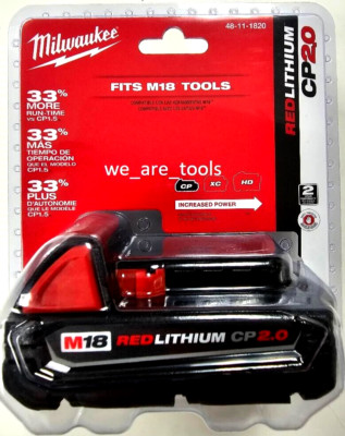 (1) New GENUINE In Package Milwaukee Battery 48-11-1820 2.0 AH M18 18 Volt 18V