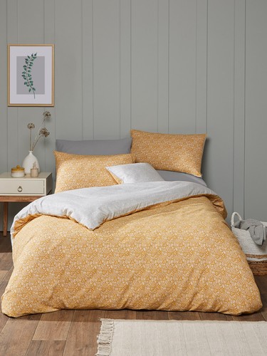 100% Brushed Cotton Ochre Yellow Ditsy 