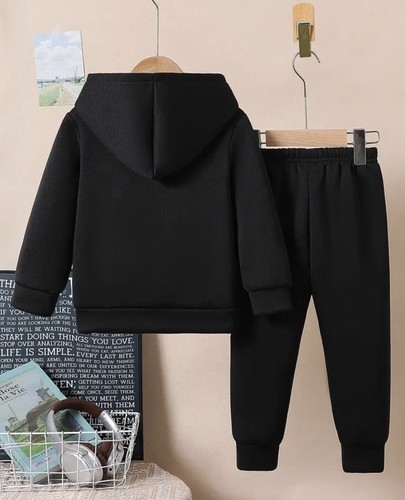 Autumn and Winter Boys Hooded Plus Fleece Sweatshirt and Pants Two-piece Set - Picture 6 of 6
