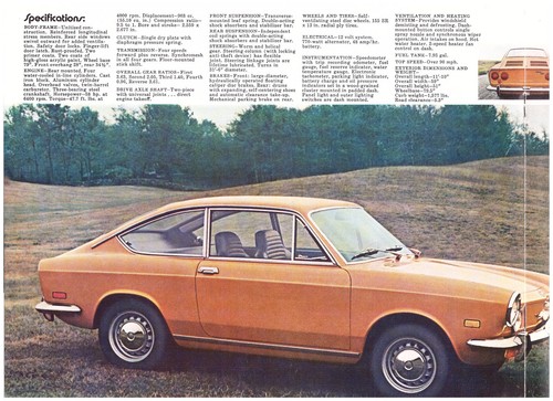 Fiat 850 Spider-Coupe-Limousine 1971, Sharp USA Ausgabe Verkaufsprospekt - Bild 3 von 5