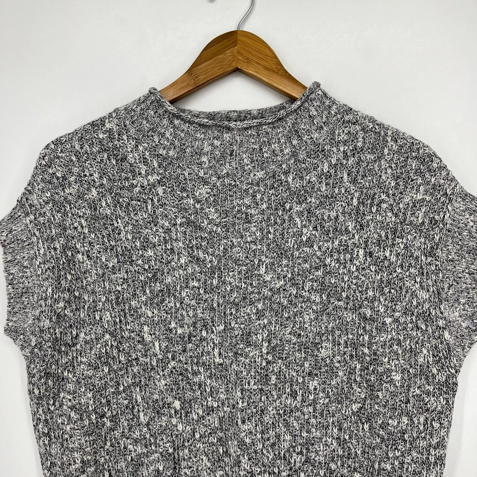 Suéter Field Flower Para Mujer S Gris Tejido Manga Corta Cuello Simulado Mezcla de Algodón Foto 2 de 4