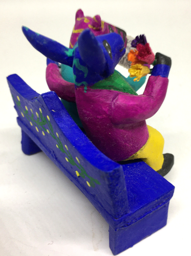 Donkey & Bear Couple Alebrije Wood Figure Hand Painted Folk Art Oaxaca Signed - Picture 11 of 18