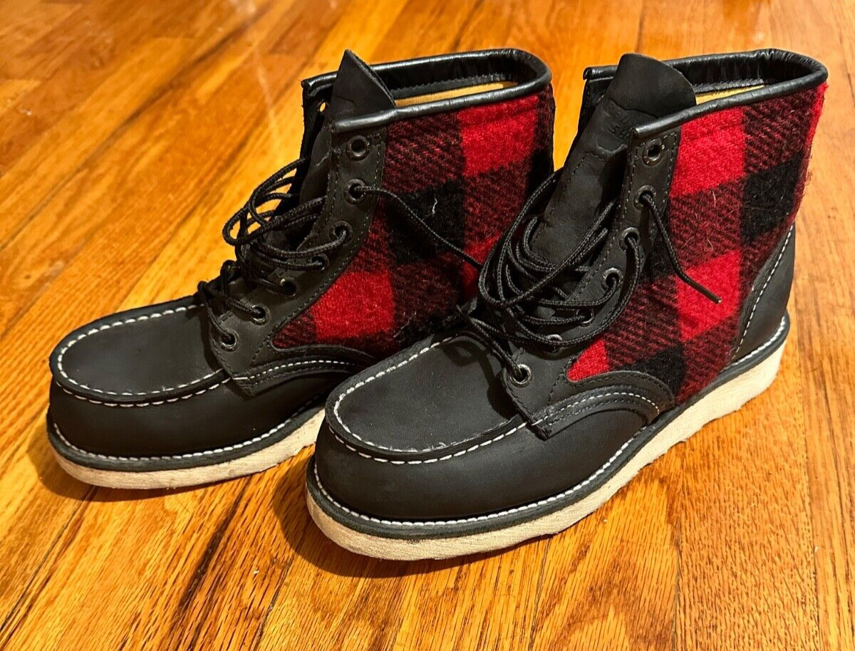 Red Wing Heritage x Woolrich Collab Buffalo Check Flannel Moc Toe