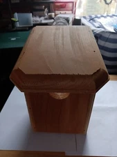 new without box wooden birdhouse with see through back and suction cups