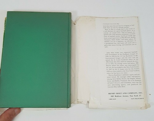 Johnny Mize How to Hit First Edition 1953 HCVR w Dustjacket - Picture 8 of 9