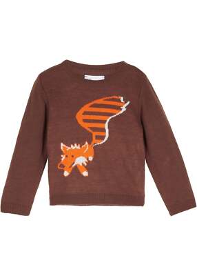 Pullover Gr. 116/122 Terrabraun Dunkelorange Wollweiß Jungen Langarm Pulli Neu