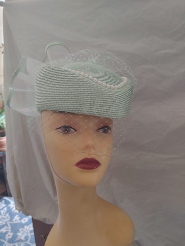 Vintage Damen Frauen hellgrün Mode Kirche Derby Hochzeit Mr Song Hut