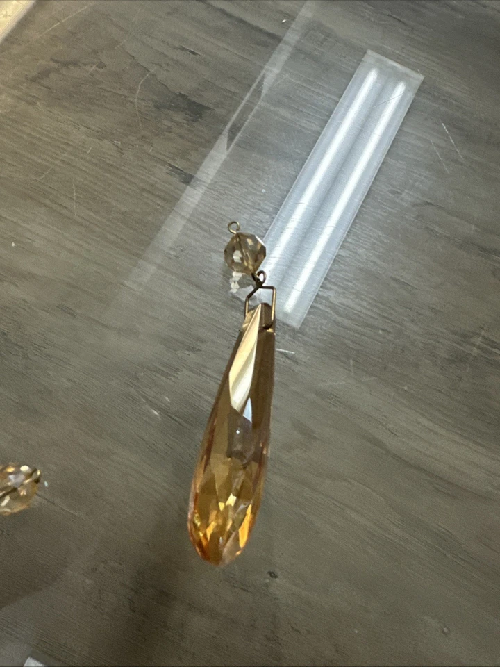 Crystorama Lighting Sconce Chandelier 6 Crystals Pendants Prisms Teardrop Amber - Image 4 of 4
