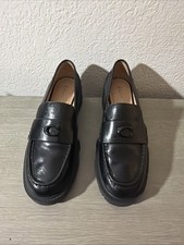 COACH Women's Leah Platform Leather Lug Sole Loafers size 8
