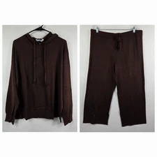 Member's Mark Women's Size XL Cashmere Blend Hoodie & Wide Leg Pant Set New