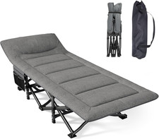 Camping Cot Folding Bed for Adults Portable Outdoor Sleeping w/ Mattress Pillow