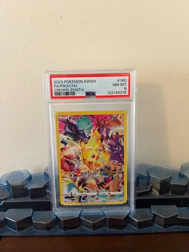 2023 POKEMON SWORD & SHIELD CROWN ZENITH #160 FULL ART/PIKACHU PSA 8