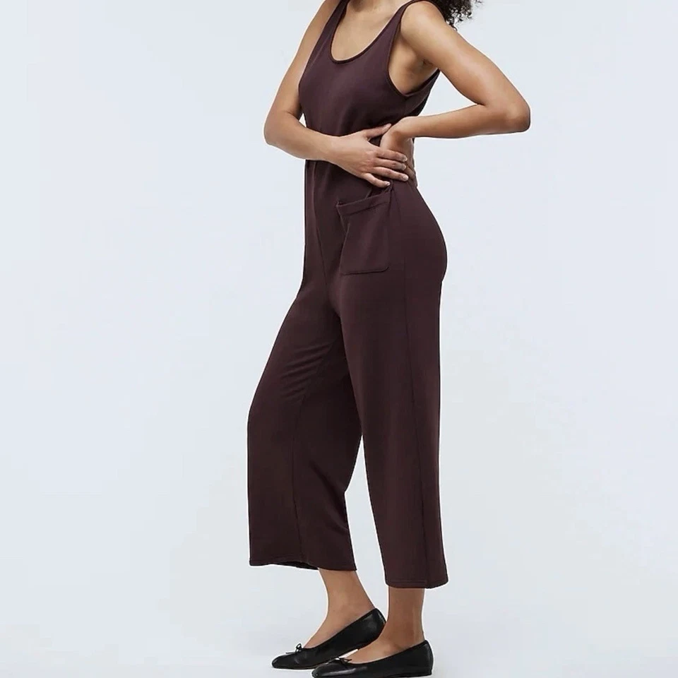 MWL Madewell Burgundy Superbrushed Pull On Jumpsuit M Soft Comfy Loungewear - Image 3 of 4