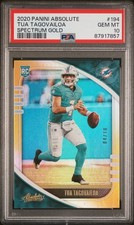 2020 Panini Absolute Tua Tagovailoa Spectrum GOLD /10 RC PSA 10 *POP 1*