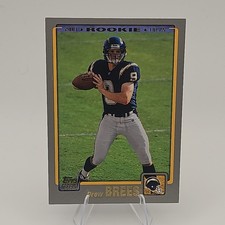 Topps 2001 Drew Brees #328 Rookie San Diego Chargers Football Card Base Set. rookie card picture