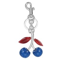 Kirsch-SchlüSselanhäNger TaschenanhäNger Mit SchlüSselring Und Clip, Blau-Silber