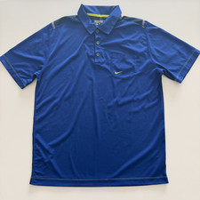 Nike Golf Dri-Fit Tour Performance Polo Shirt Blue Short Sleeve Pocket L