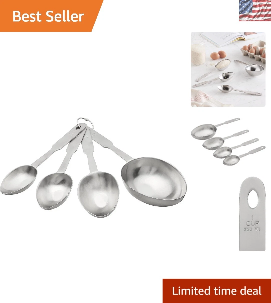 4-Piece Metric Measuring Cups in Stainless Steel – Perfect for Baking & Cooking