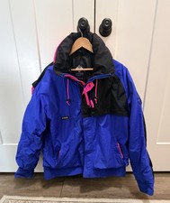 Vtg Columbia Sportswear Radial Sleeve Ski Jacket Mens XL Blue Pink Black Unworn