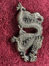 Vintage 1981 Baron Buckles Solid Brass Chinese Dragon Belt Buckle Gold Biker