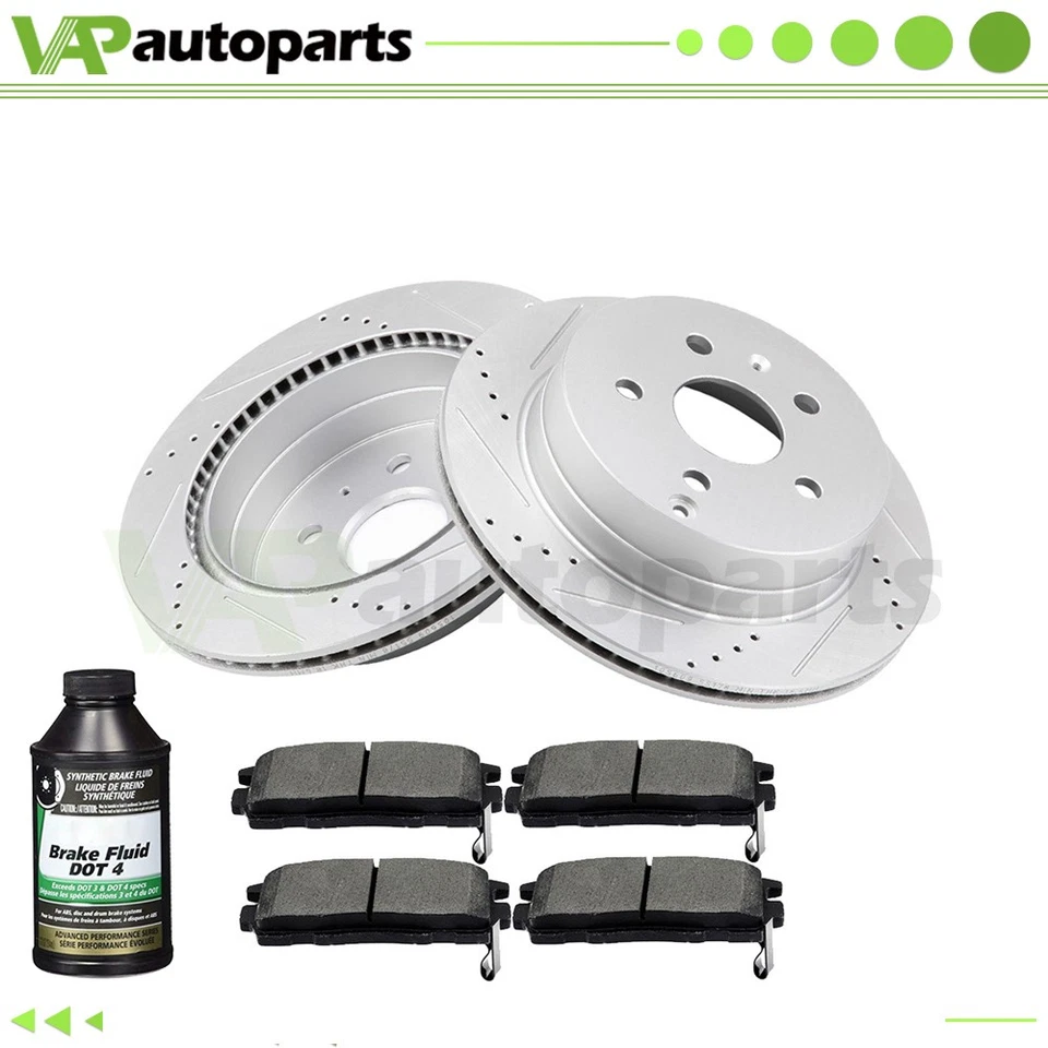 For 2010-2017 GMC Terrain Drilled Rear Brake Rotors Discs + Ceramic Pads 303mm — 第 2/4 张图片