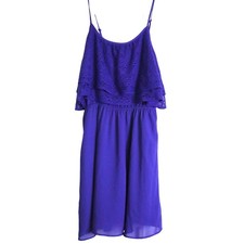 Princess Vera Wang Blue Tiered Ruffle Dress Elastic Chiffon Peasant Boho Mini