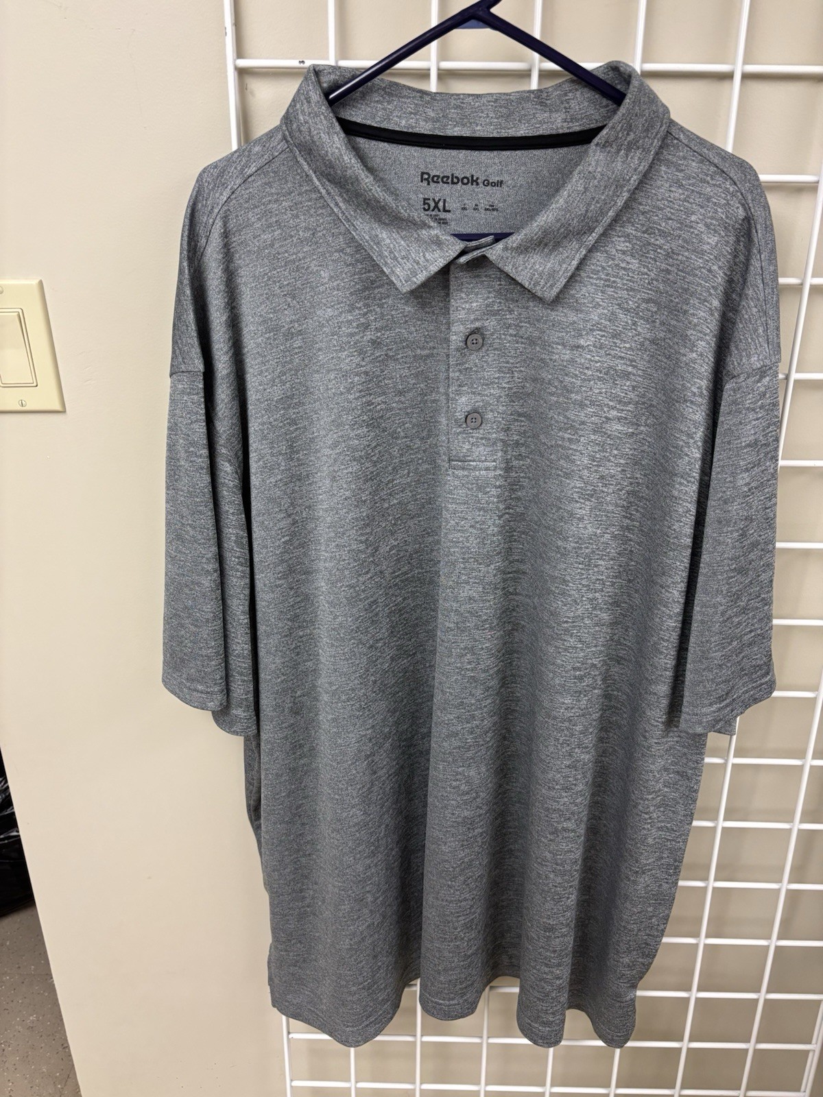 Reebok Golf Mens Casual Short Sleeve Heather Gray Polo Short Size 5XL thumbnail 2