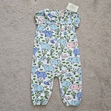 NWT TBBC Beaufort Bonnet Company Ramona Ruffle Romper, Bal Harbour Hippo, 18-24M